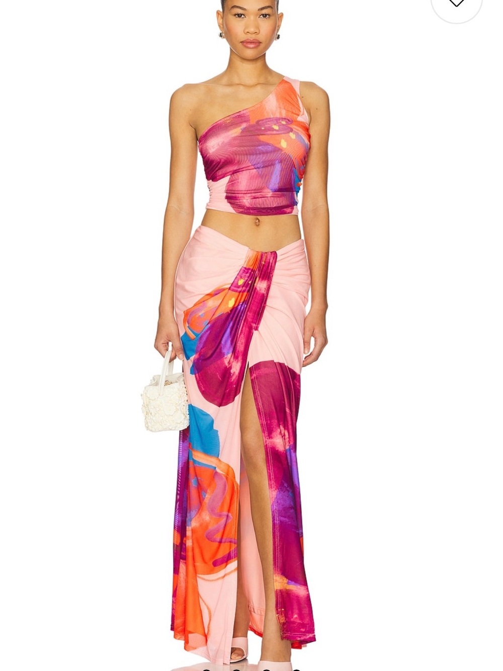 Pink Multicolor Maxi Skirt and matching Top